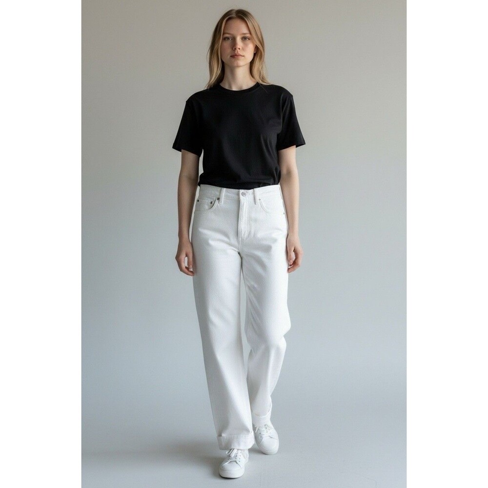 ETICA Women’s Denim Jeans Size 30 High Rise Straight Leg White